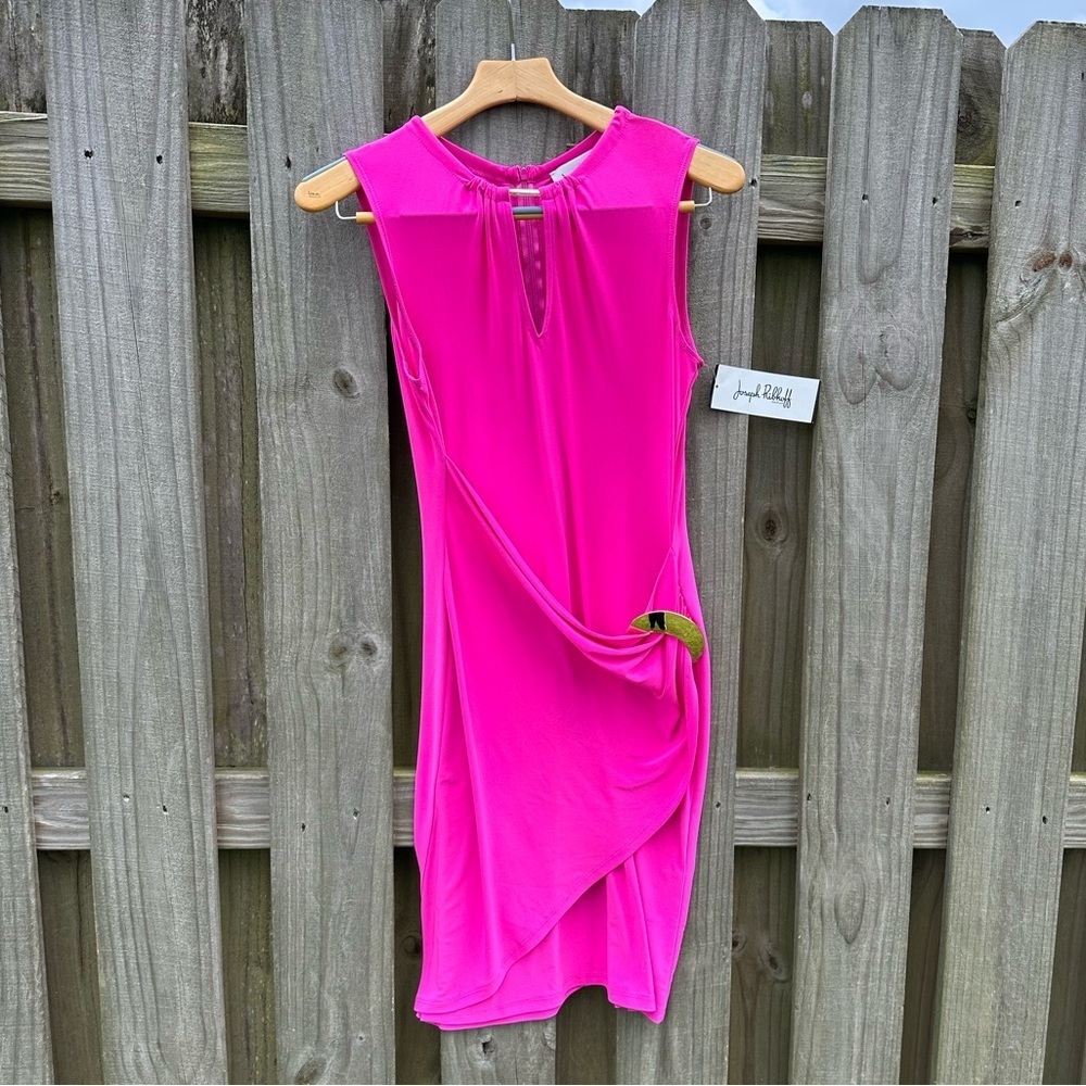 NWT Joseph Ribkoff Waist Buckle Dress in Magenta Pink